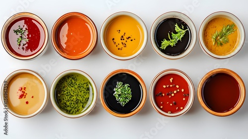 Wallpaper Mural A colorful array of sauces in small bowls, showcasing various flavors and ingredients. Torontodigital.ca