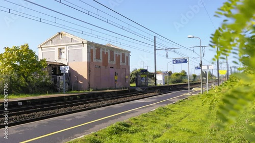 The former train station of Saint Macaire near Langon in Gironde, in a state of abandonment after a fire. photo