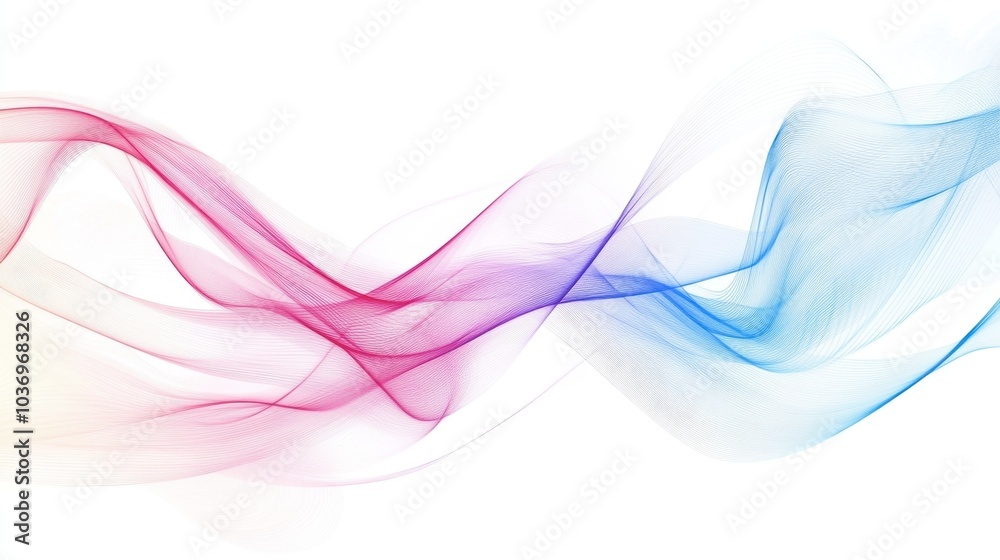Colorful Waves in Soft Motion on White Background Colorful Waves in Soft Motion on White Background