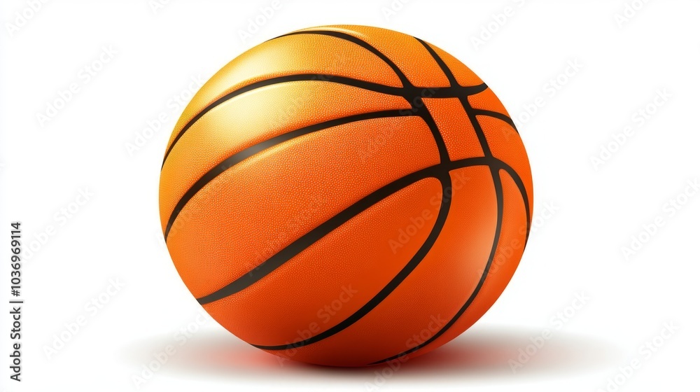 A classic orange basketball with black lines, isolated on a white background. A classic orange basketball with black lines, isolated on a white background.