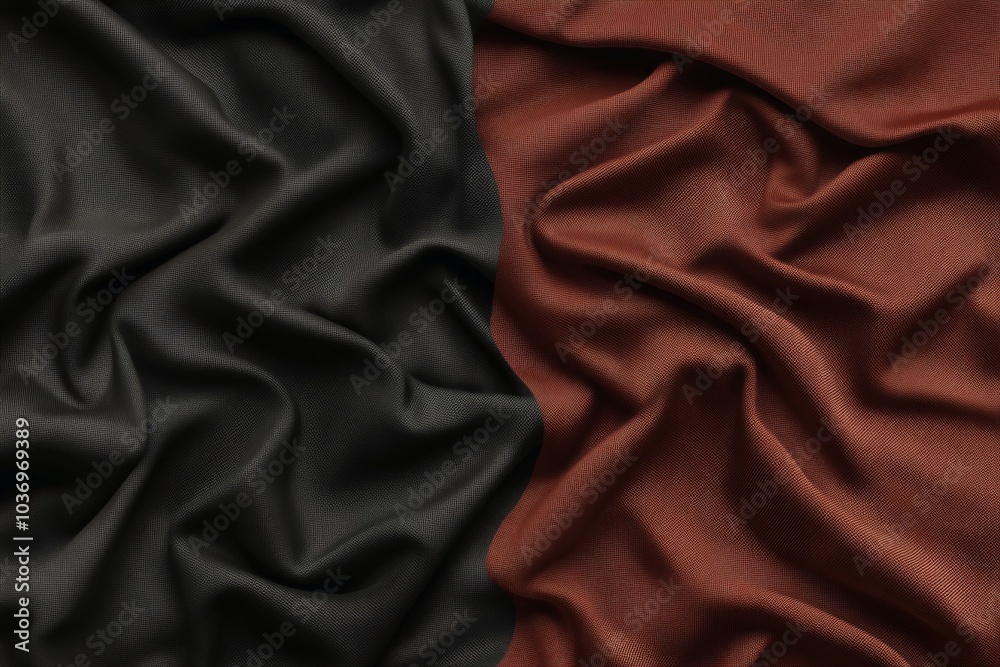 Fototapeta premium Abstract Fabric Texture: Black and Brown Draped Fabric Background