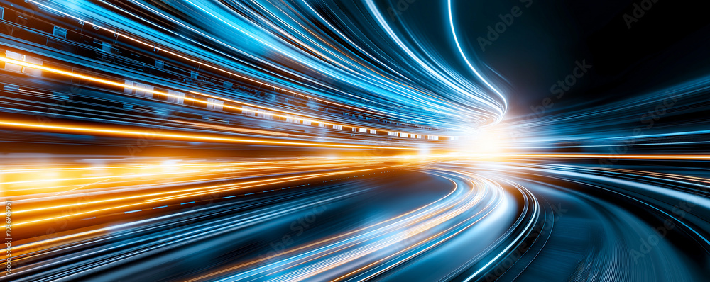 Vibrant abstract background with dynamic neon lights creating sense of motion and energy. bright colors and flowing lines evoke feeling of speed and excitement