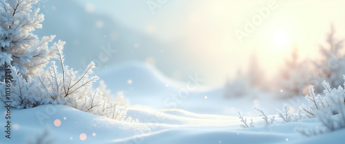  Snow-covered landscape with frozen trees