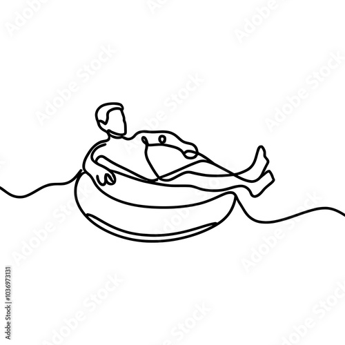 person in inflatable ring line drawing