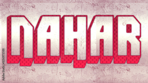 Cute 3d bold outline pink Arabic word design of Nahar on white background.