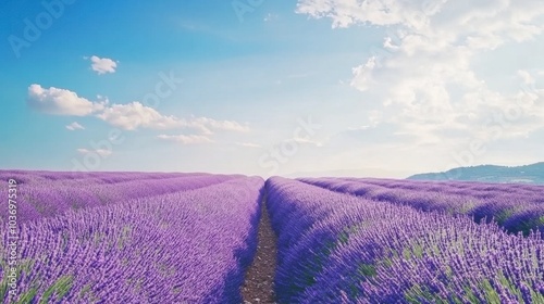 Lavender Fields Under a Bright Blue Sky