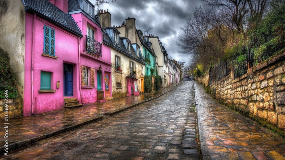 Fototapeta premium Colorful Street in a Historic European Village