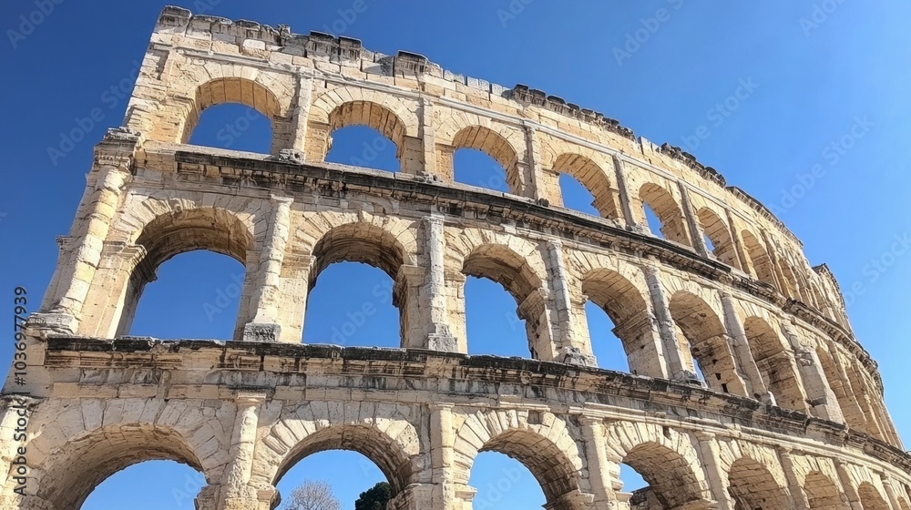 Obraz premium Ancient Roman Architecture of the Colosseum in Rome