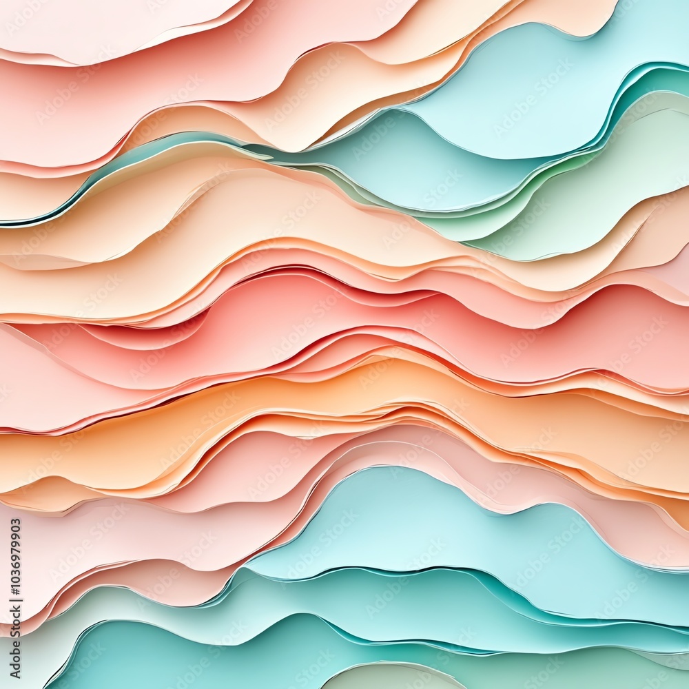 Colorful layered paper design showcasing soft waves and textures, perfect for backgrounds or creative projects. Colorful layered paper design showcasing soft waves and textures, perfect for backgrounds or creative projects.