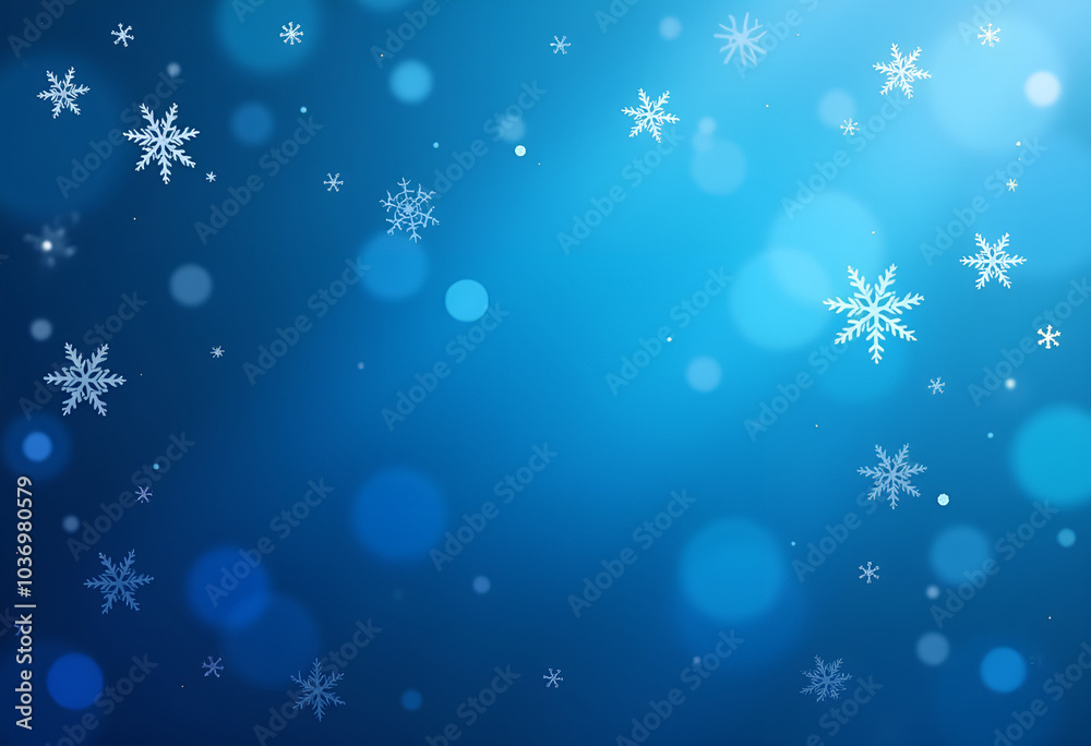 Snowflakes and bokeh lights on a blue winter background with copy space Snowflakes and bokeh lights on a blue winter background with copy space