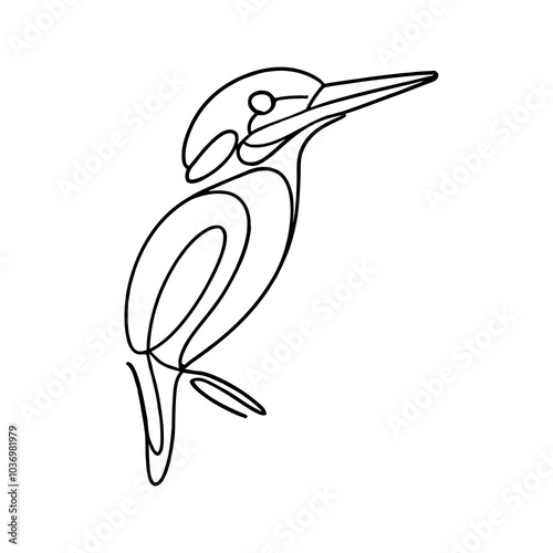 Line drawing of Kingfisher photo