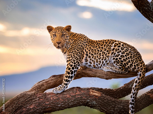 leopard on a branch