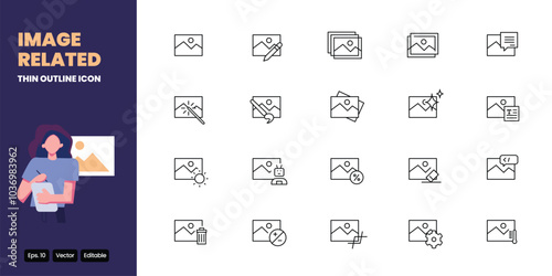 image related thin outline icon vector design good for web and mobile app