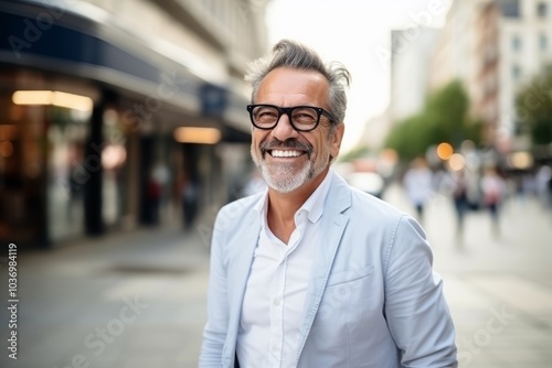 Portrait of a handsome middle-aged man with eyeglasses