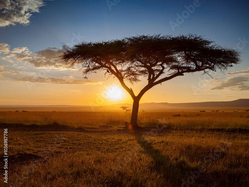 tree at sunset