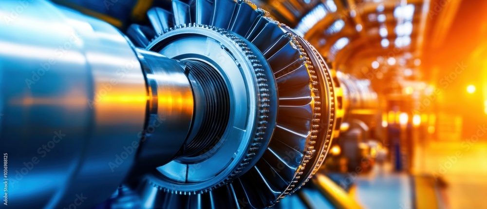 Fototapeta premium Close-Up of Industrial Machinery with Bright Orange Light