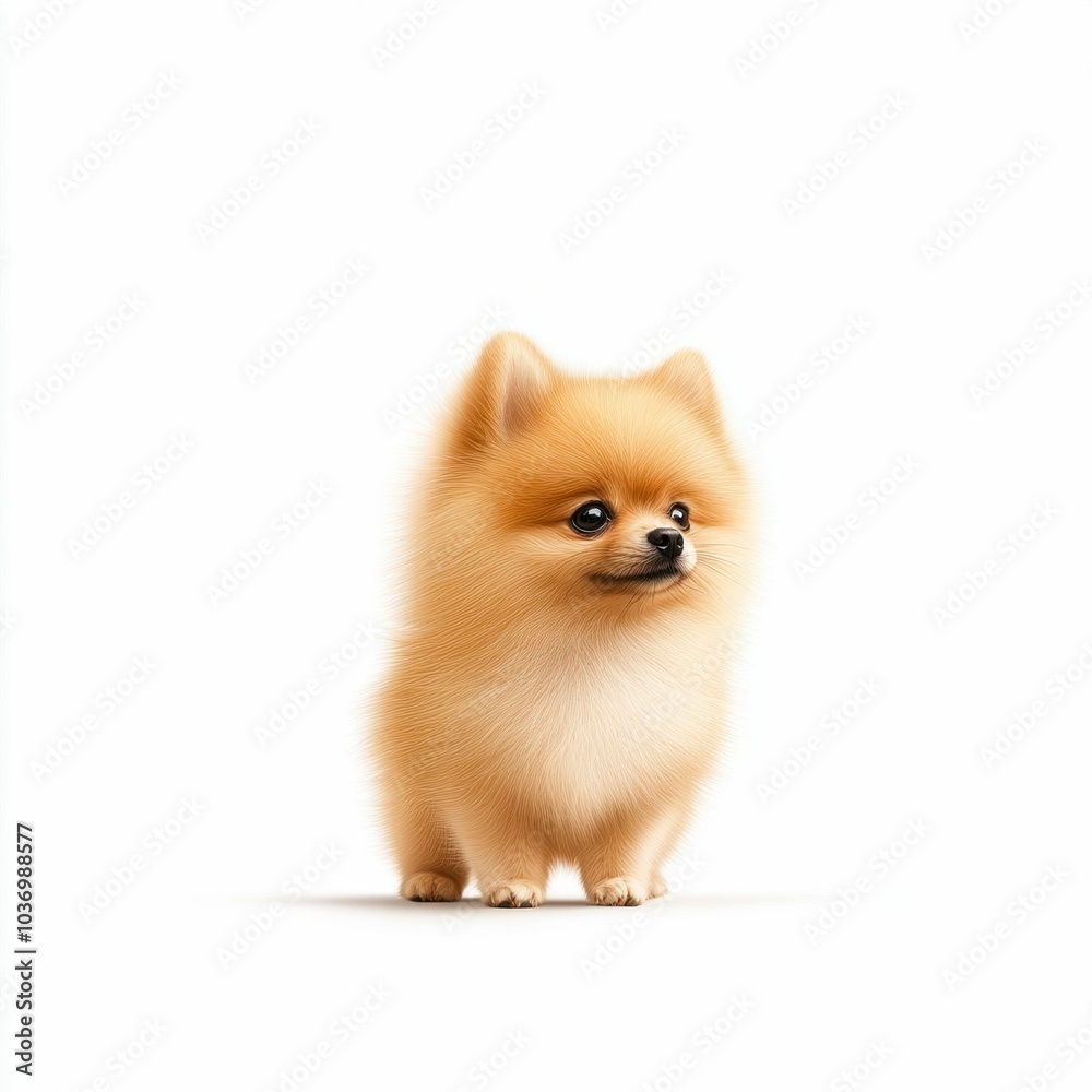 Cute Pomeranian Dog Smiling on White Background Cute Pomeranian Dog Smiling on White Background