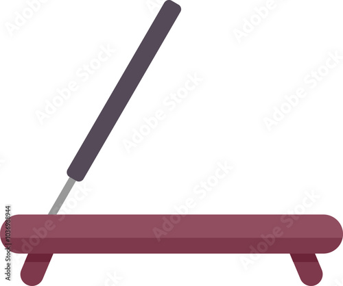 Incense stick is releasing fragrant smoke while burning on a dedicated wooden stand