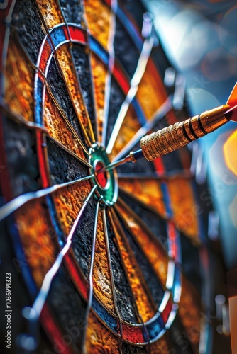 Wallpaper Mural a dart hitting a dart board in a dart board Torontodigital.ca