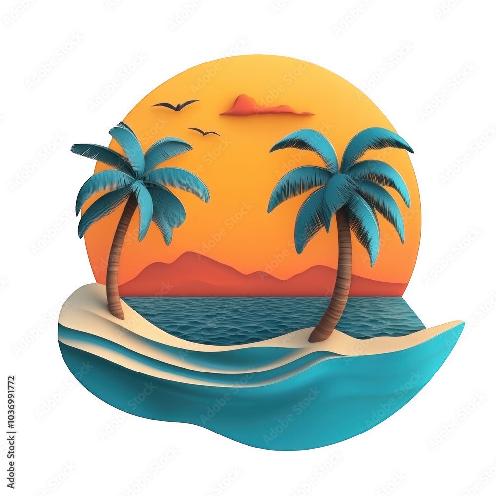 Tropical Paradise: Paper Cutout Island Scene Tropical Paradise: Paper Cutout Island Scene