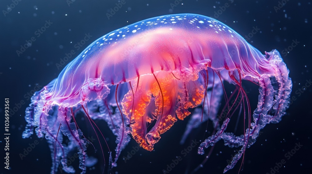 Stunning Pink Jellyfish with Blue and Orange Hues