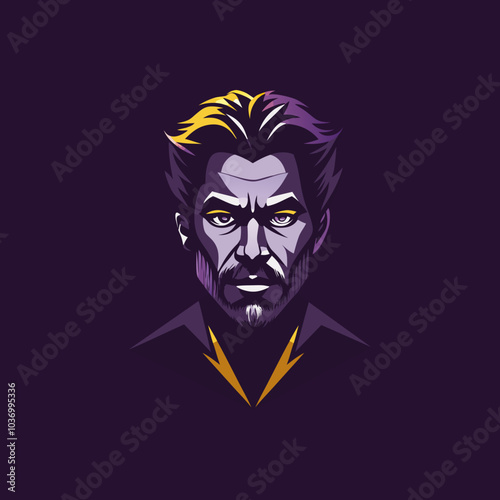 Male character icon in flat style 