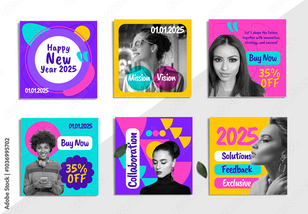 New Year 2025 Social Media Post Stock Template | Adobe Stock