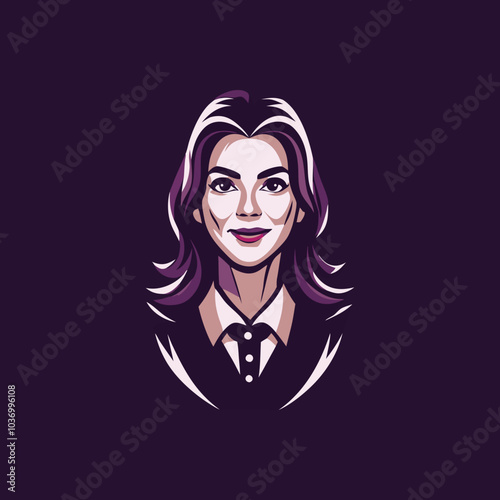 Smiling woman icon in flat style 
