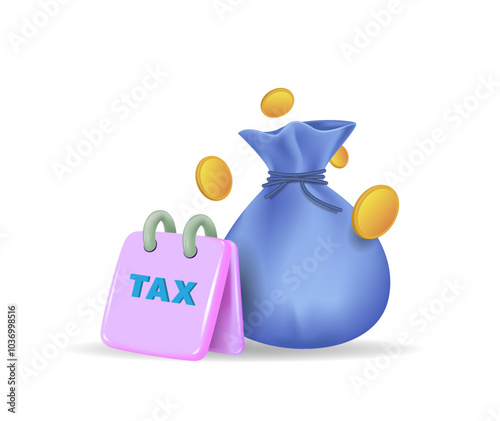Tax payments, deposit, 3d vector image. 
