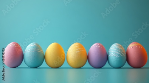 Colorful Easter Eggs with Flowers  for Spring Celebration photo