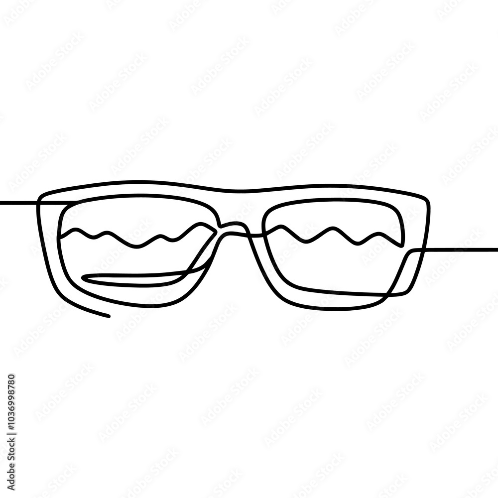 Landscape view through the glasses line drawing Landscape view through the glasses line drawing