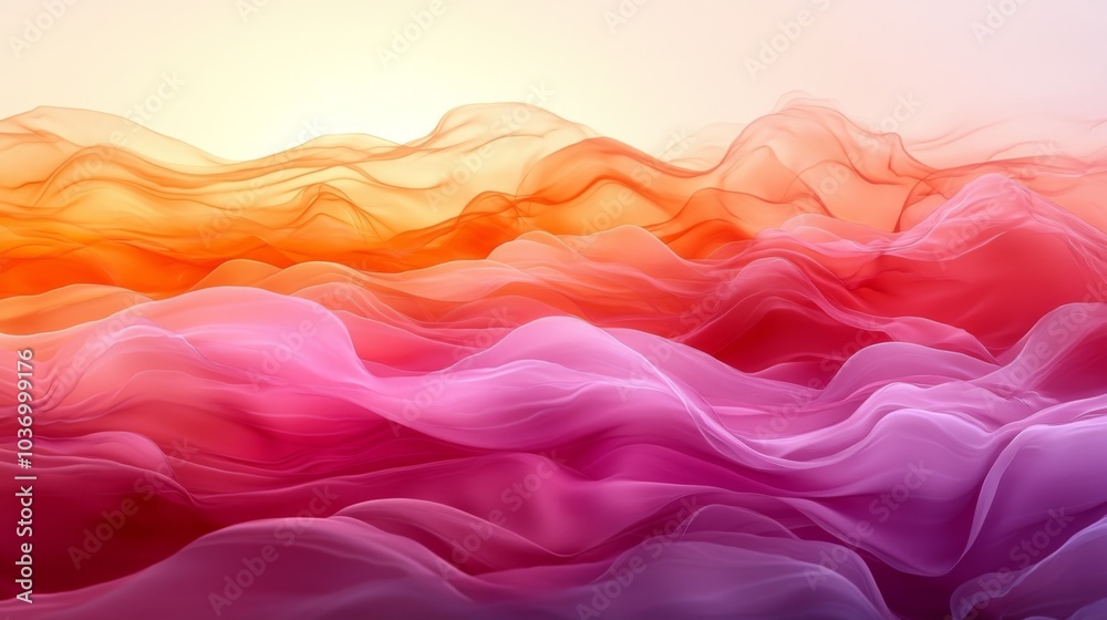 Fototapeta premium Sunset waves: warm tones of red, orange, and pink, flowing like a sunset on water