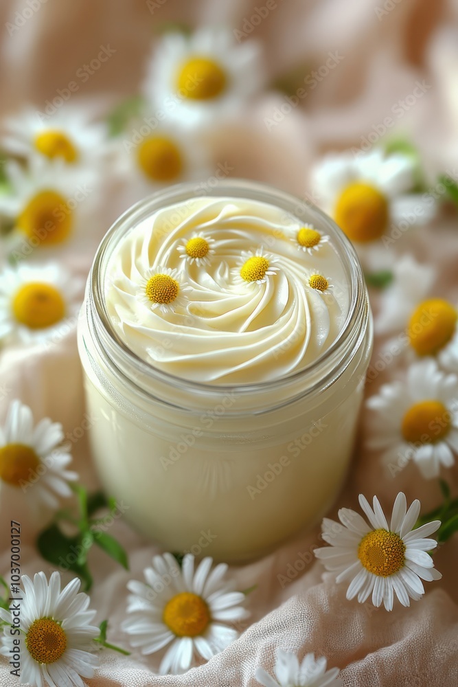 Creamy Delight on a Whipped Cream Wreath Amidst Dried Lavender and Fresh Daisies Creamy Delight on a Whipped Cream Wreath Amidst Dried Lavender and Fresh Daisies