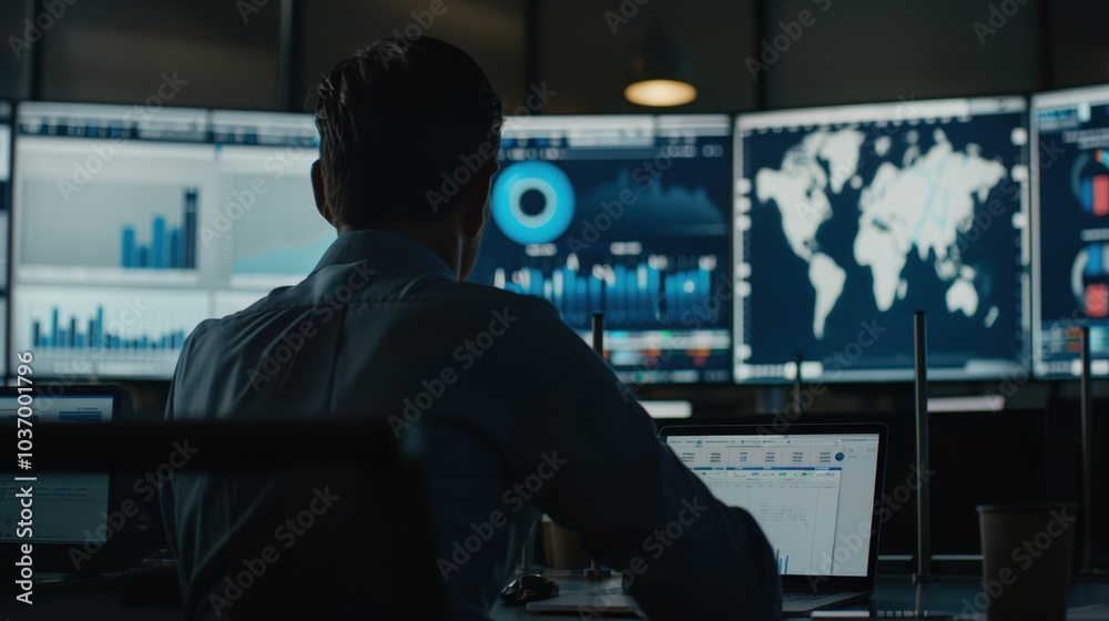 Data Analyst at Digital Workstation with Monitors Data Analyst at Digital Workstation with Monitors