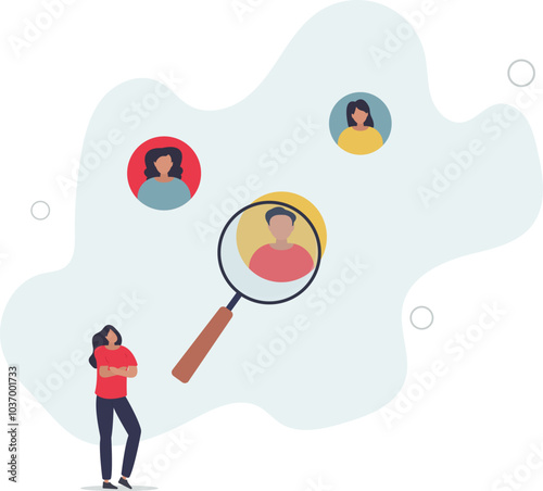 Recruiting employees and human resources hiring job.flat design with people.