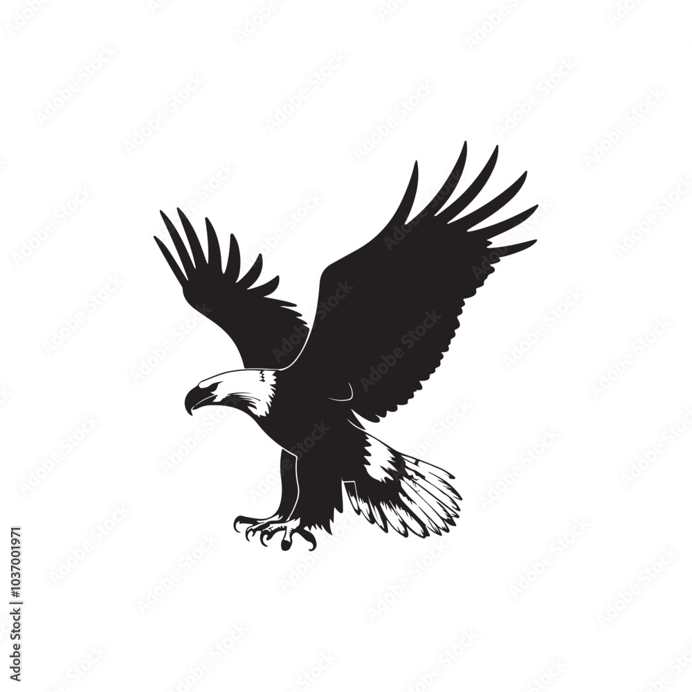 Majestic Eagle Silhouette Soaring High. Majestic Eagle Silhouette Soaring High.