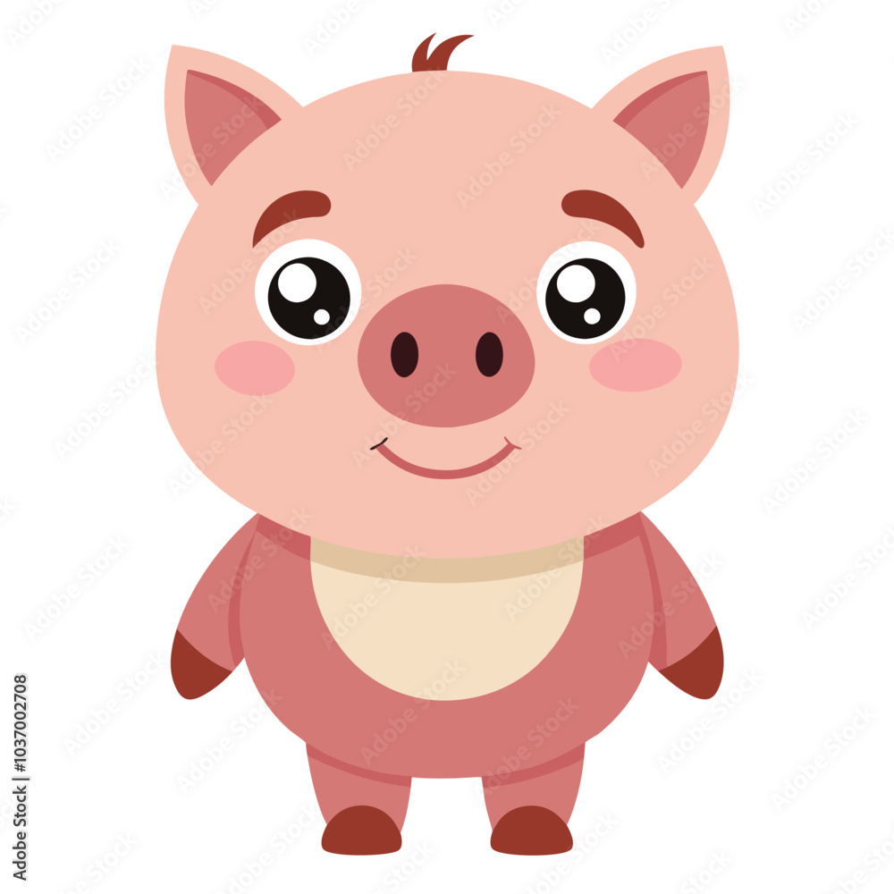Adorable Pig Cartoon Vector Illustration for Farm and Kids Art