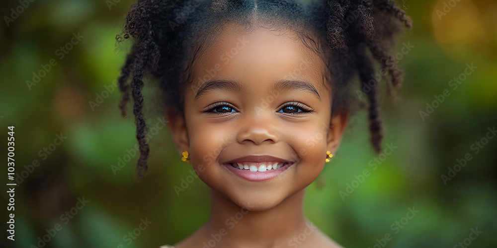 portrait of an black little girl with a smile portrait of an black little girl with a smile