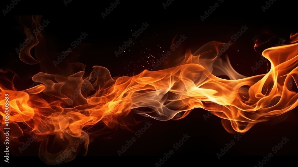 Fototapeta premium Abstract Orange Flames Dancing Against a Black Background