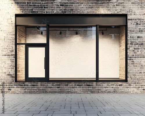 Brick and Mortar Shopfront with Large Window Display for Retail Mock Up Concept