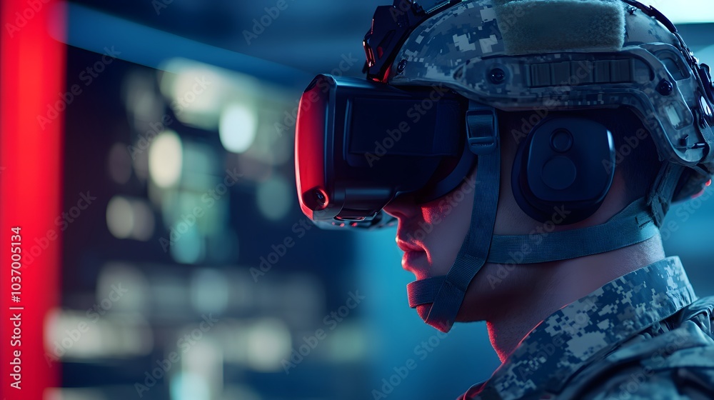 Soldier testing VR technology. Soldier testing VR technology.