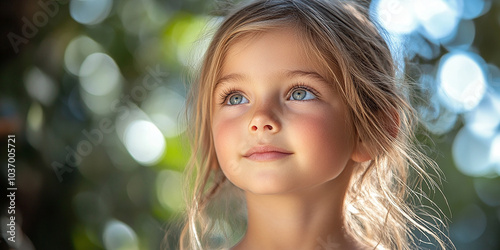 Portrait of a little pretty girl looking away