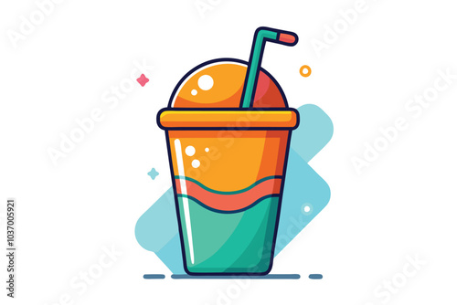 Refreshing Bubble Tea Vector Illustration with Tapioca Pearls