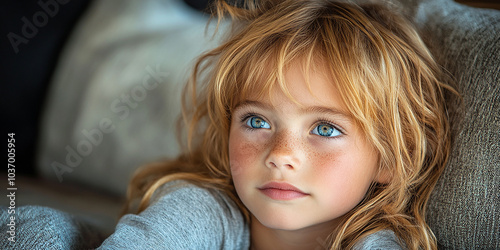 Portrait of a little pretty girl looking away