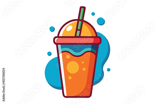 Refreshing Bubble Tea Vector Illustration with Tapioca Pearls