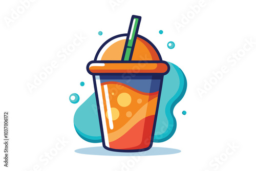 Refreshing Bubble Tea Vector Illustration with Tapioca Pearls
