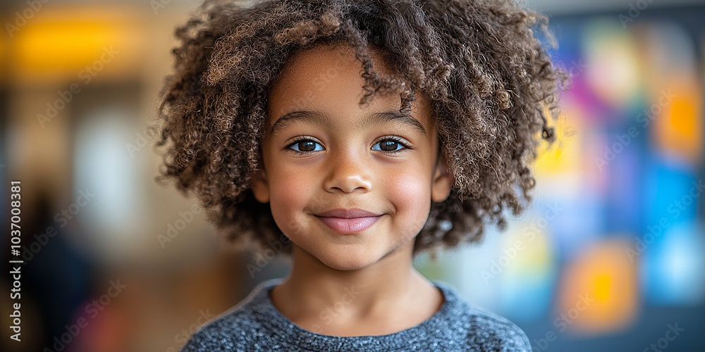Portrait of a black school child looking into the camera Portrait of a black school child looking into the camera