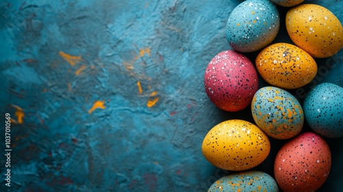 Colorful Easter Eggs with Flowers  for Spring Celebration photo