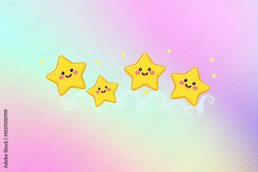 Smiling stars on colorful waves.generative AI
Smiling stars on colorful waves.generative AI