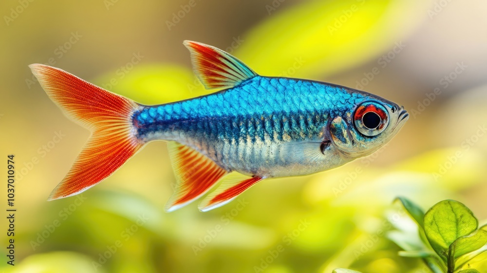Vibrant Blue Fish Swimming in Natural Habitat